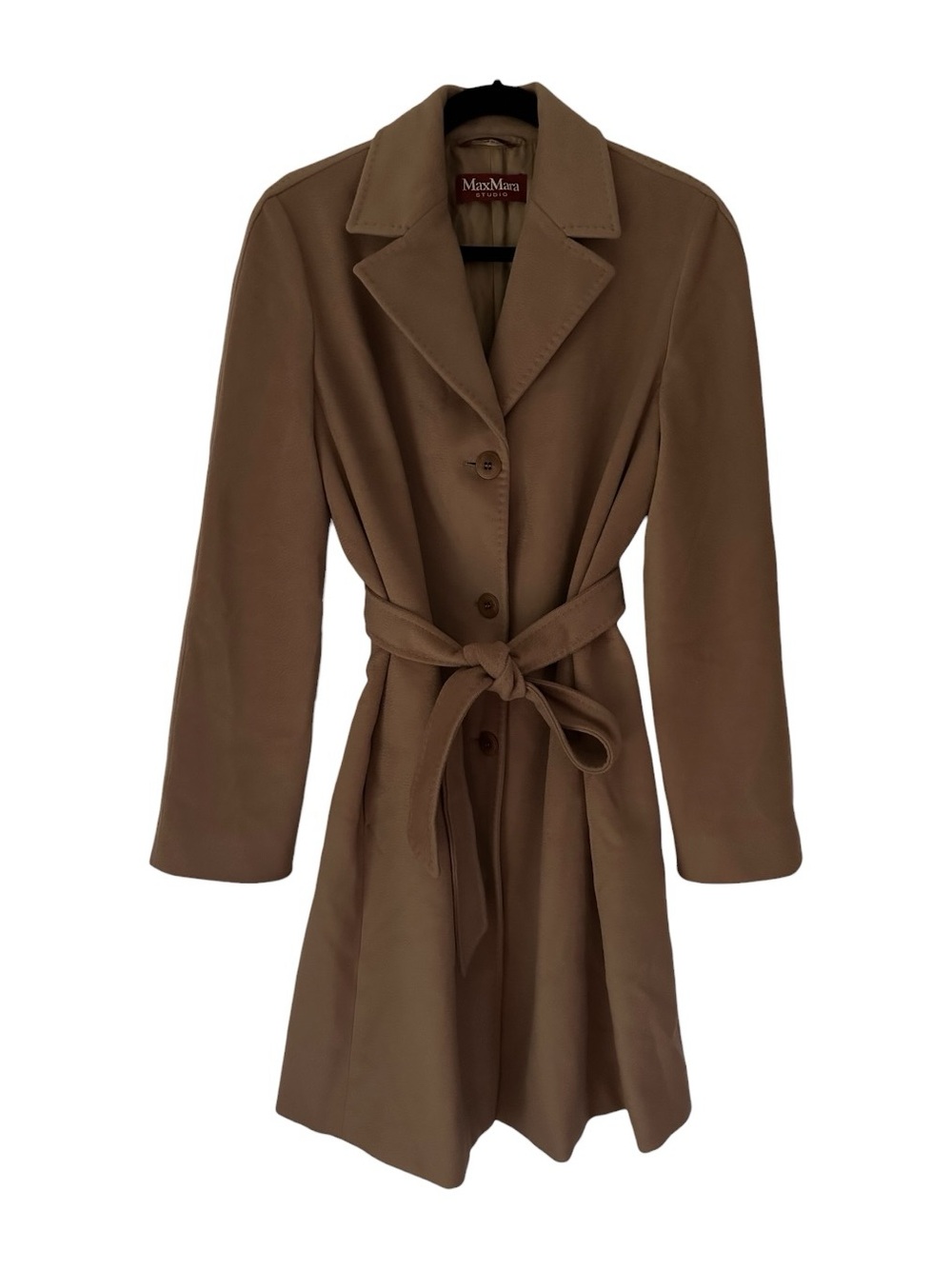 MaxMara Wool Tan Belted Trench Coat